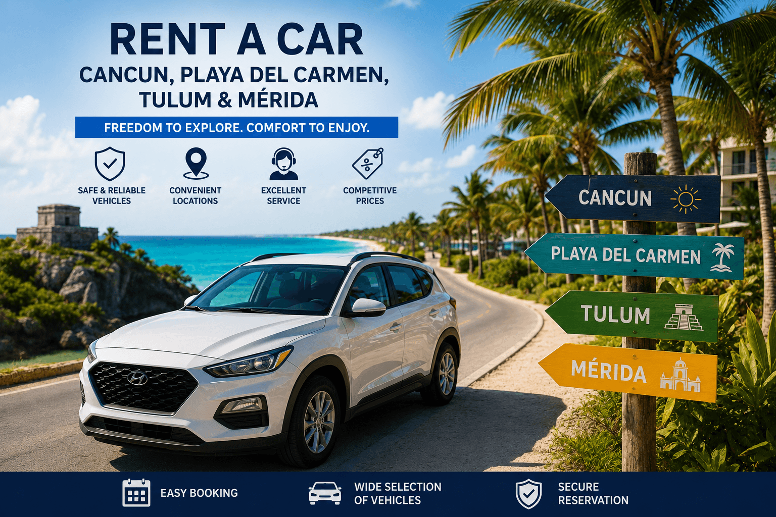 Everything Travelers Need to Know About Renting a Car in Cancun, Playa del Carmen, Tulum and Mérida