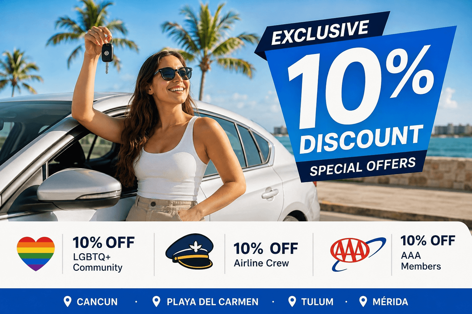 Exclusive Car Rental Deals & Travel Savings in Cancun, Playa del Carmen, Tulum & Mérida& Mérida