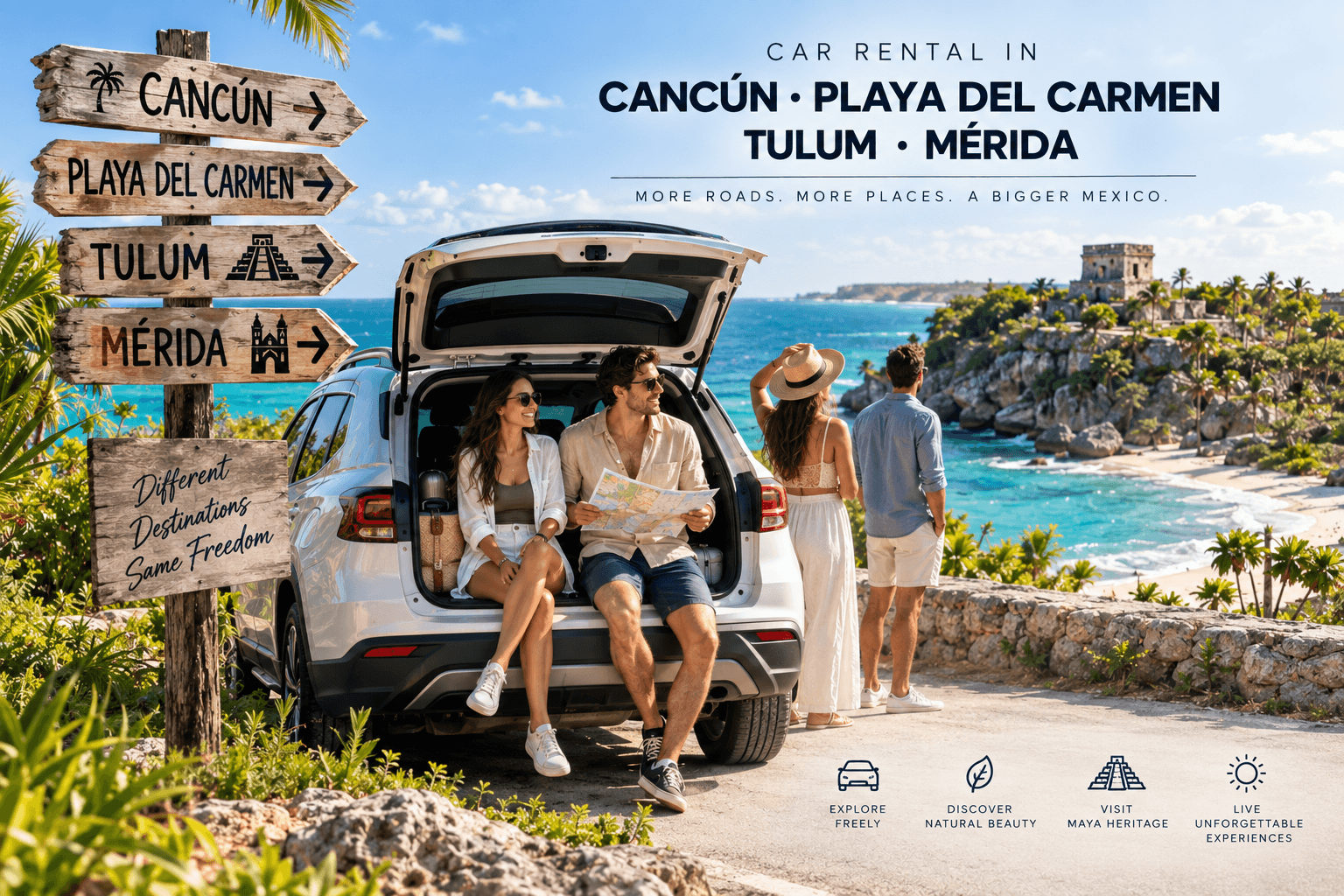 Drive Your Own Adventure: Car Rental in Cancun, Playa del Carmen, Tulum & Mérida